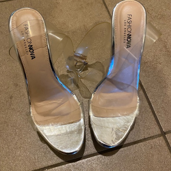 Fashion Nova Transparent and Silver Heels - Picture 4 of 6